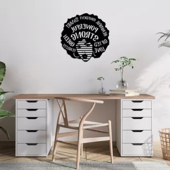 Decoratiune de perete, Powerful / Strong, Metal, Dimensiune: 70 x 70 cm, Negru imagine