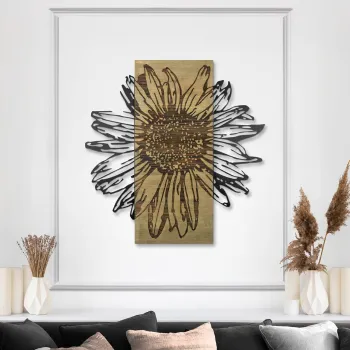 Decoratiune de perete, Rama de Oro -2, Metal, Lemn (Grosime: 3 cm, Verde/Negru imagine