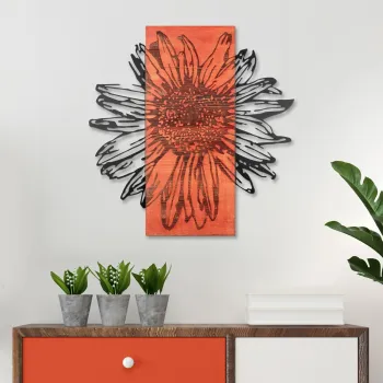Decoratiune de perete, Rama de Oro -4, Metal, Lemn (Grosime: 3 cm, Rosu/Negru imagine