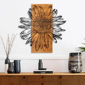 Decoratiune de perete, Rama de Oro -5, Metal, Lemn (Grosime: 3 cm, Nuc negru imagine