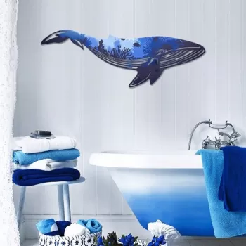 Decoratiune de perete, Reef Whale Metal Wall Art, Otel, 94 x 31 cm, Multicolor imagine