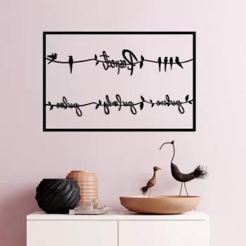 Decoratiune de perete, Respect / Your Home / Your Family / Your Love 2, Metal, Dimensiune: 75 x 45 cm, Negru imagine