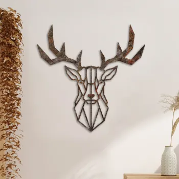 Decoratiune de perete, Rusty Deer 1, Dimensiune: 51 x 51 cm, Maro antichizat imagine