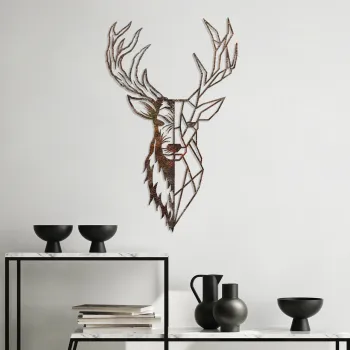Decoratiune de perete, Rusty Deer 3, 70 x 42 cm, Maro antichizat imagine