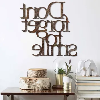 Decoratiune de perete, Rusty Dont Forget For Smile, Dimensiune: 67 x 70 cm, Maro antichizat imagine
