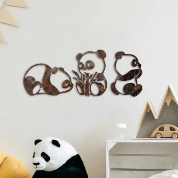 Decoratiune de perete, Rusty Panda, Dimensiune: 26 x 18 cm (1 bucata), Maro antichizat imagine