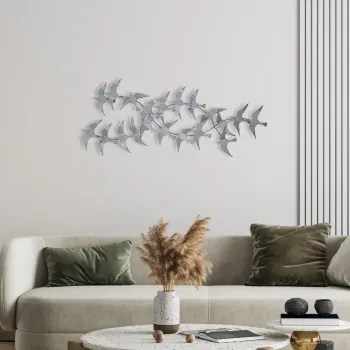 Decoratiune de perete, Sahika 2, Metal, Dimensiuni: 112 x 11 x 50 cm, Multicolor imagine