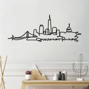 Decoratiune de perete, San Francisco, Metal, Grosime: 2 mm, Negru imagine