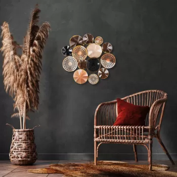 Decoratiune de perete, Sanatsal, Metal, Dimensiune: 32 x 90 cm, Multicolor imagine