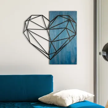 Decoratiune de perete, Sayvan-i Huzur -1, Metal, Lemn (Grosime: 3 cm, Albastru/Negru imagine