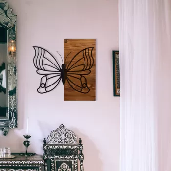 Decoratiune de perete, Ships ?n The Sea, Metal, Cadru: 100% LEMN (grosime: 3 cm), Nuc negru imagine