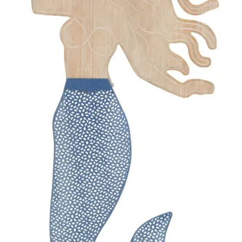 Decoratiune de perete Sirena, Mauro Ferretti, 30.5x60 cm, fier/MDF, multicolor imagine