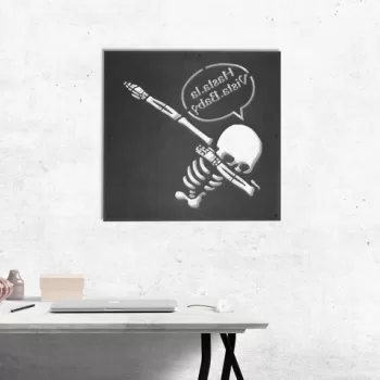 Decoratiune de perete, Skeleton 2, Metal, Dimensiune: 45 x 45 cm, Negru imagine