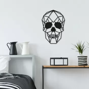 Decoratiune de perete, Skull, Metal, Dimensiune: 35 x 50 cm, Negru imagine