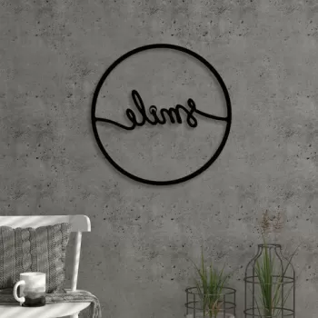 Decoratiune de perete, Smile, Metal, Dimensiune: 40 x 40 cm, Negru imagine