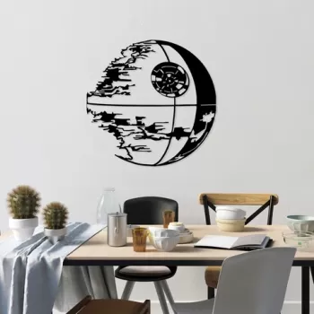 Decoratiune de perete, Spatial, Metal, Dimensiune: 70 x 68 cm, Negru imagine