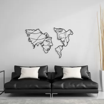 Decoratiune de perete, Spirit Leaf, Metal, Dimensiune: 139 x 89 cm, Negru imagine