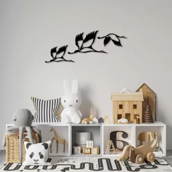 Decoratiune de perete, Storks, Metal, 29 x 12 cm, Negru imagine