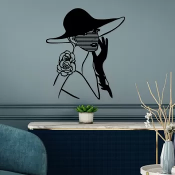 Decoratiune de perete, Striped Woman, Metal, Dimensiune: 60 x 69 cm, Negru imagine