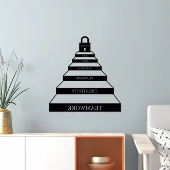 Decoratiune de perete, Success Steps, Metal, Dimensiune: 67 x 70 cm, Negru imagine