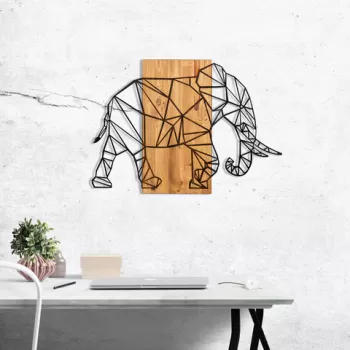Decoratiune de perete, Suret Two, Metal, Cadru: 100% LEMN (grosime: 3 cm), Negru imagine