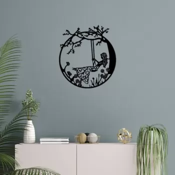 Decoratiune de perete, Sw?ng Woman, Metal, Dimensiune: 50 x 56 cm, Negru imagine