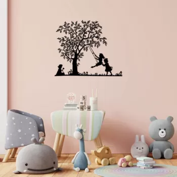 Decoratiune de perete, Swing And Kids, Metal, Dimensiune: 69 x 57 cm, Negru imagine