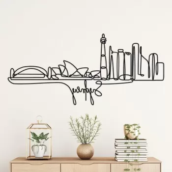 Decoratiune de perete, Sydney, Metal, Grosime: 2 mm, Negru imagine