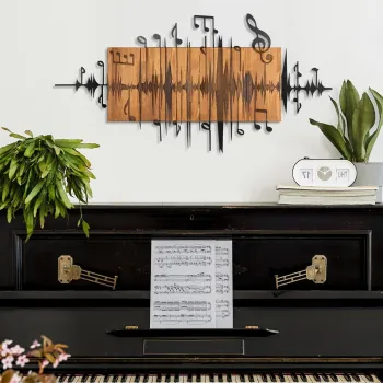 Decoratiune de perete, Symphonie Naturelle -5, Metal, Lemn (Grosime: 3 cm, Nuc negru imagine