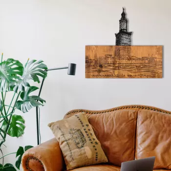 Decoratiune de perete, Taktik, Metal, Cadru: 100% LEMN (grosime: 3 cm), Negru imagine