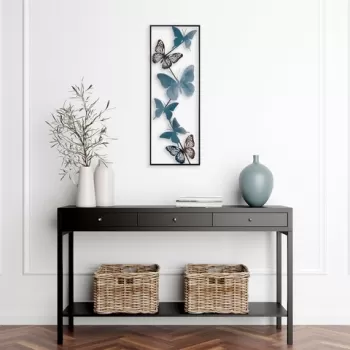 Decoratiune de perete, Tavus, Metal, Dimensiune: 32 x 90 x 5 cm, Multicolor imagine