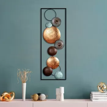 Decoratiune de perete, Textured, Metal, 90 x 32 x 4 cm, Multicolor imagine