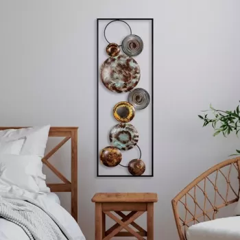 Decoratiune de perete, Textured, Metal, 90 x 32 x 4 cm, Multicolor imagine