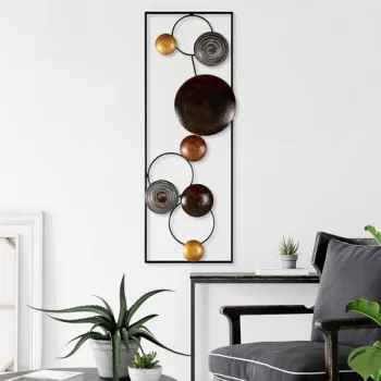 Decoratiune de perete, Textured, Metal, 90 x 32 x 4 cm, Multicolor imagine
