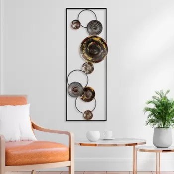 Decoratiune de perete, Textured, Metal, 90 x 32 x 4 cm, Multicolor imagine