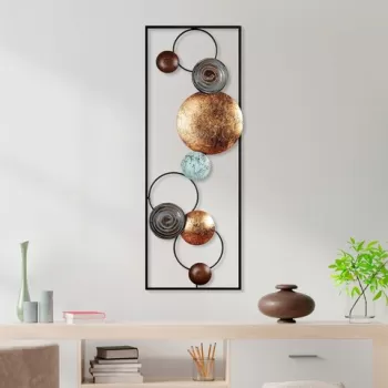 Decoratiune de perete, Textured, Metal, 90 x 32 x 4 cm, Multicolor imagine