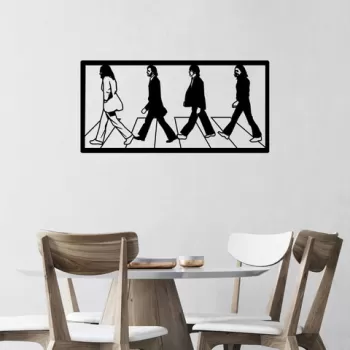 Decoratiune de perete, The Beatles, Metal, Dimensiune: 80 x 39 cm, Negru imagine
