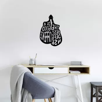Decoratiune de perete, The Best Defense Is A Good Offence, Metal, 50 x 70 cm, Negru imagine