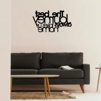 Decoratiune de perete, The Best Lourney Always, Metal, 70 x 40 cm, Negru imagine