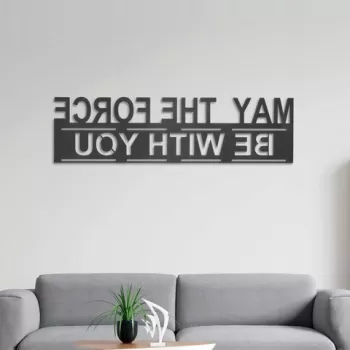 Decoratiune de perete, The Force, Metal, Dimensiune: 65 x 20 cm, Negru imagine