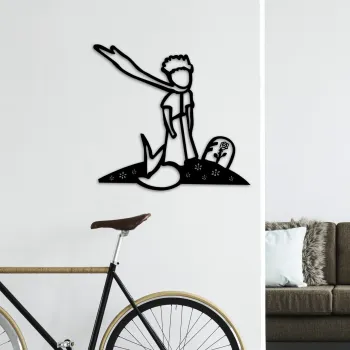 Decoratiune de perete, The Little Prince 3, Dimensiuni: 58 x 54 cm , Negru imagine