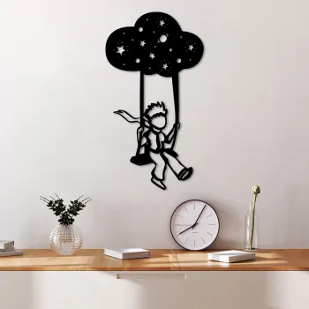 Decoratiune de perete, The Little Prince 6, Dimensiuni: 34 x 62 cm, Negru imagine