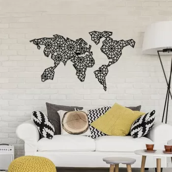 Decoratiune de perete, The World Is Mine, Metal, Dimensiune: 120 x 64 cm, Negru imagine