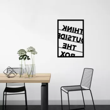 Decoratiune de perete, Think Outside The Box, Metal, 50 x 70 cm, Negru imagine