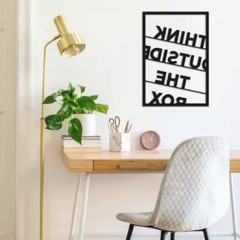 Decoratiune de perete, Think Outside The Box, Metal, Dimensiune: 35 x 50 cm, Negru imagine