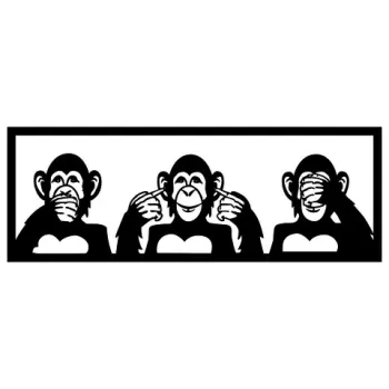 Decoratiune de perete, Three Monkeys - L, Tanelorn, 100x36 cm, metal imagine
