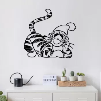 Decoratiune de perete, Tigger, Metal, Dimensiune: 70 x 66 cm, Negru imagine