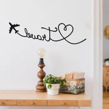 Decoratiune de perete, Travel, Metal, Grosime: 1,2 mm, Negru imagine