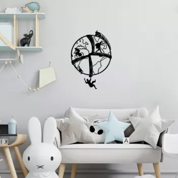 Decoratiune de perete, Travel The World, Metal, Dimensiune: 46 x 66 cm, Negru imagine