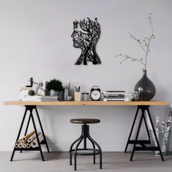 Decoratiune de perete, Tree Man, Metal, Dimensiune: 27 x 43 cm, Negru imagine